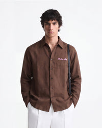 CHOCOLATE FUGE LINEN/COTTON SHIRT